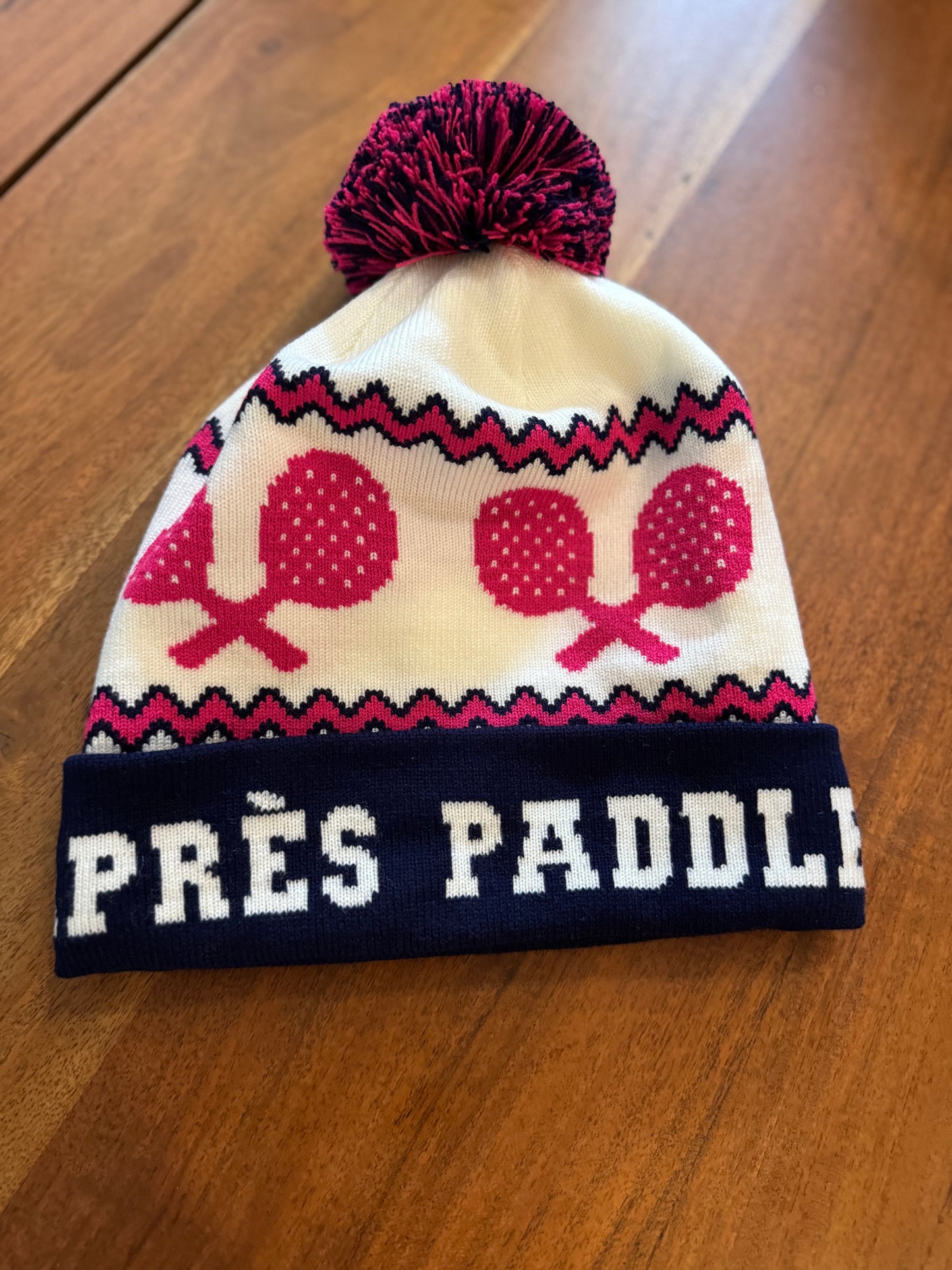 Aprés Paddle Knit Hat - Pink and Navy