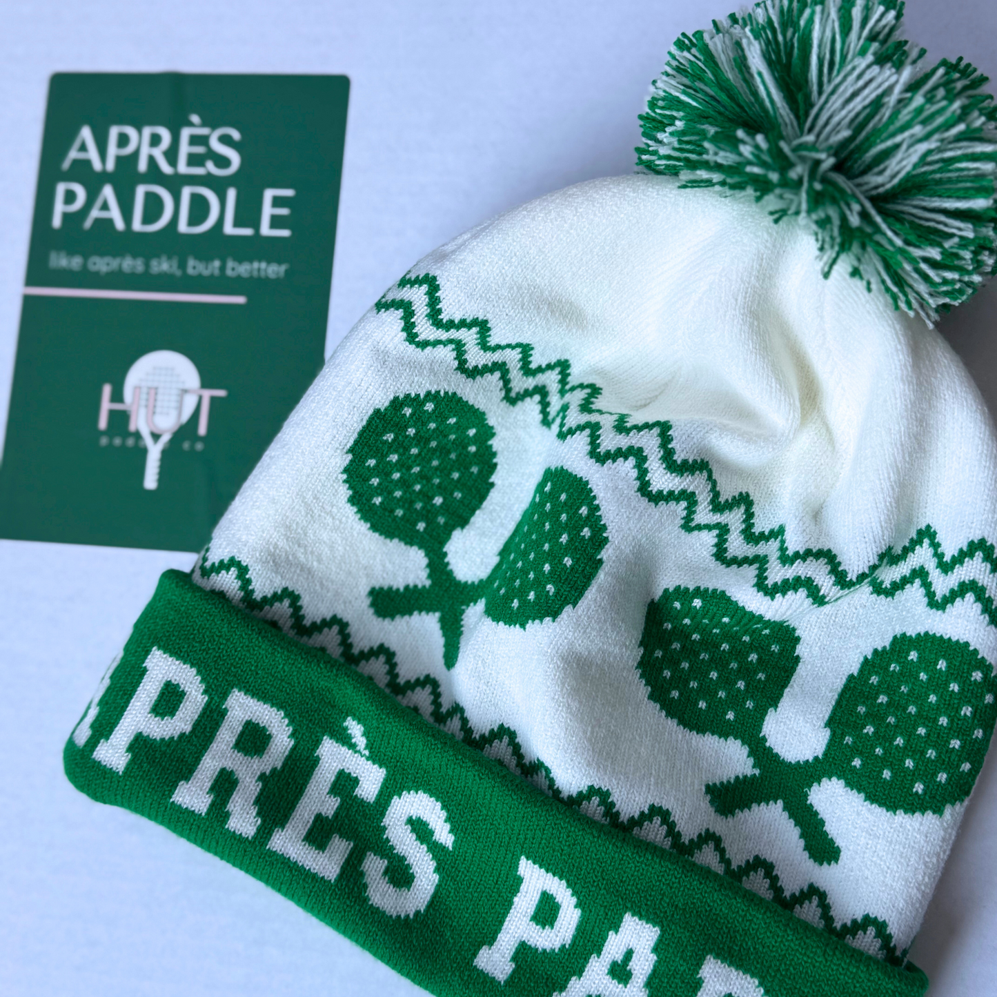 Aprés Paddle Knit Hat - Green and White