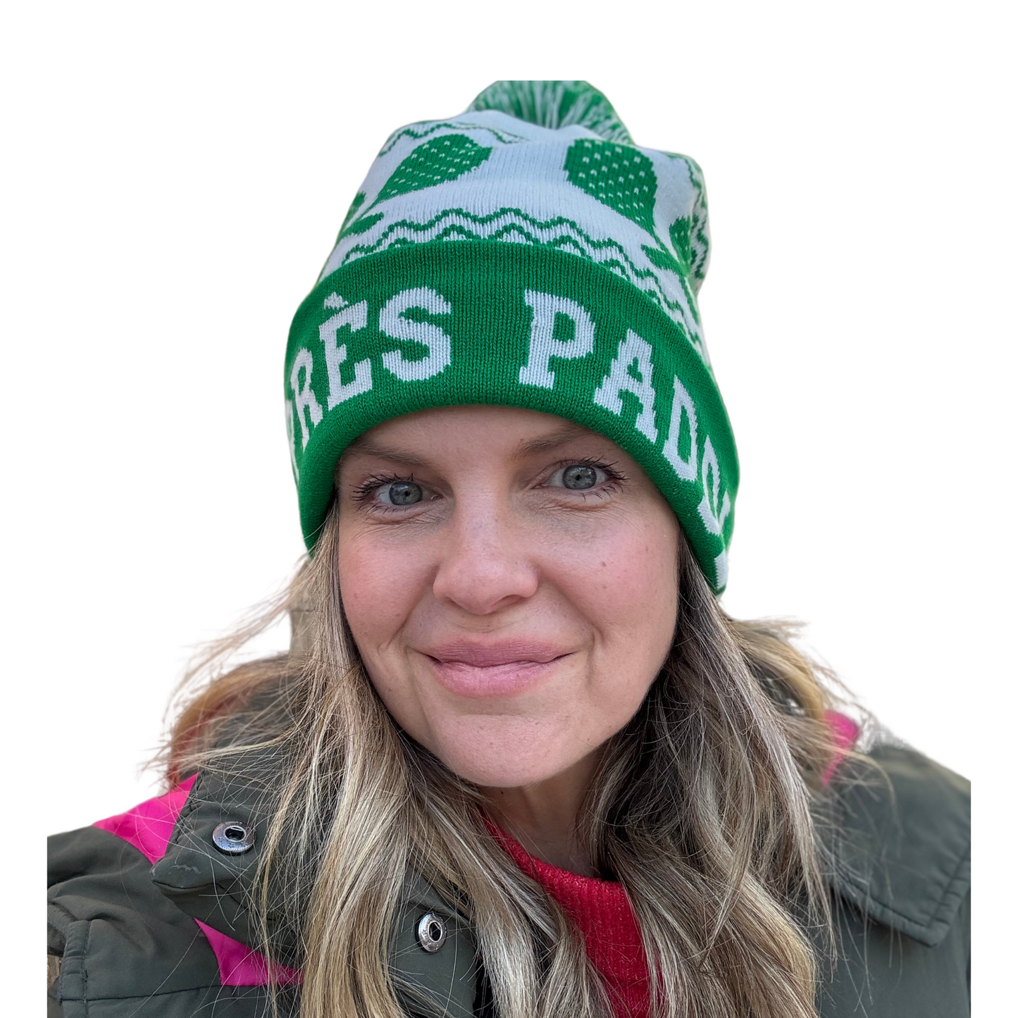 Aprés Paddle Knit Hat - Green and White